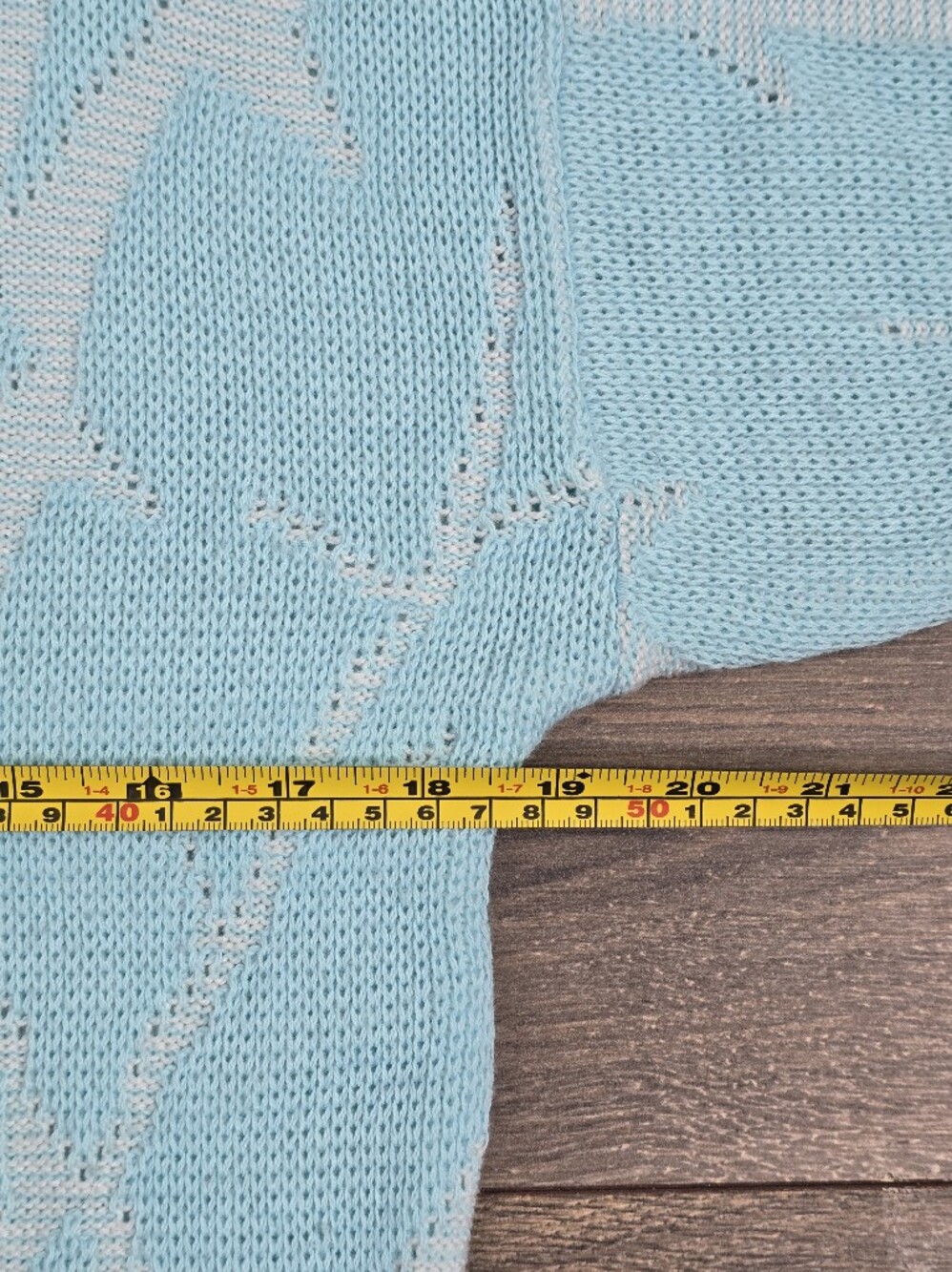 Vintage Tree-KO Blue Retro Knitted Short Sleeve Pull Over Sweater Made In Canada - Picture 11 of 12